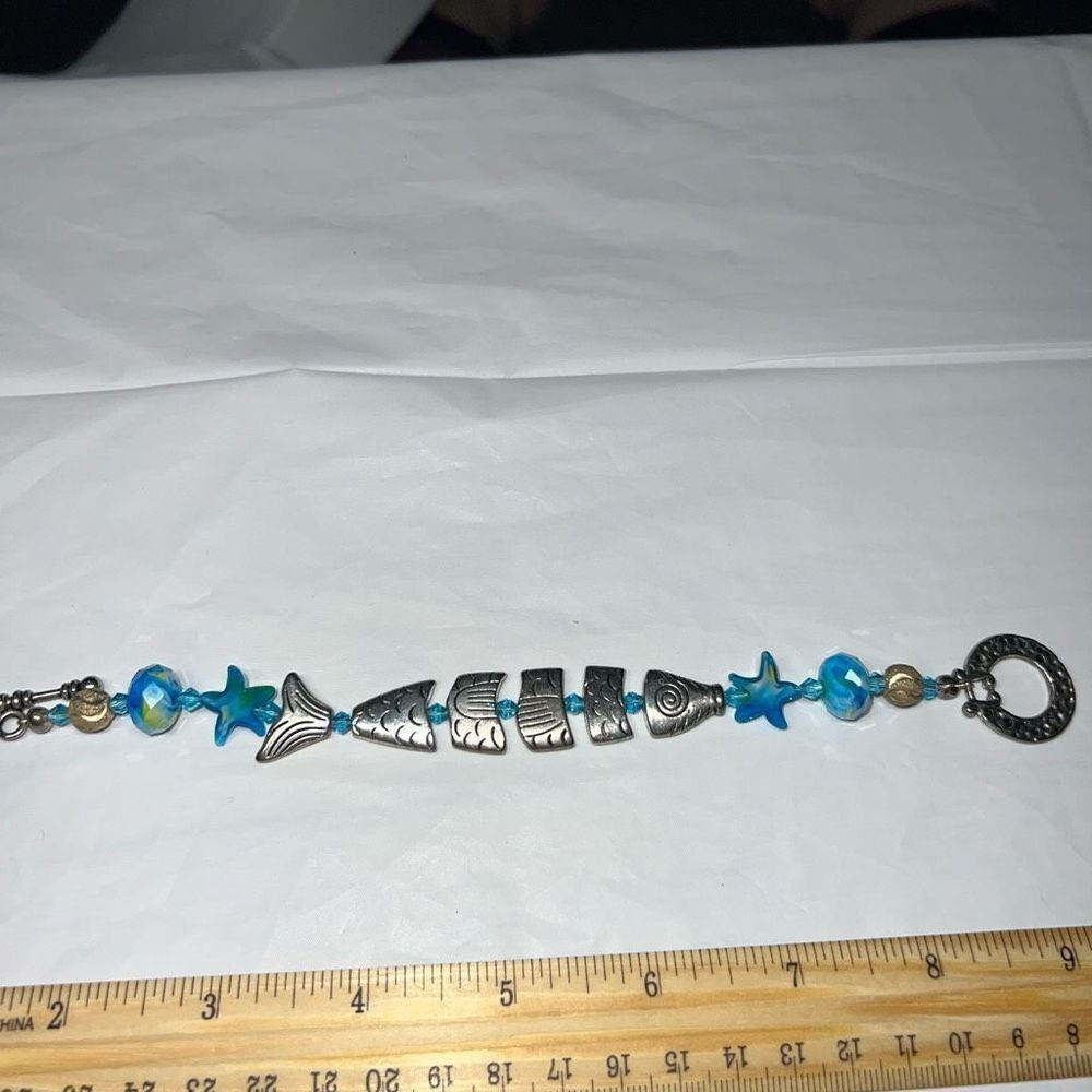 Boho Fish and Sea Theme Glass Bead Bracelet